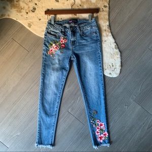 Floral Embroidered Denim